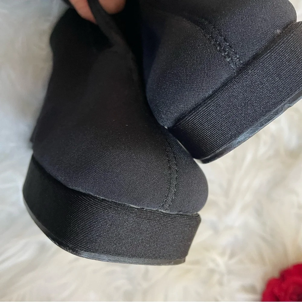 Vintage 90s  Grunge Square Toe stretch fabric/Sock knee-high boots - Picture 13 of 16